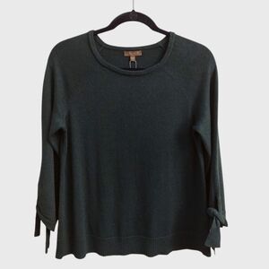 LILLA P Evergreen Tie Sleeve Boatneck Pullover Sweater